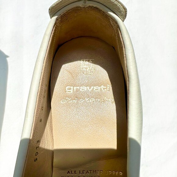 Gravati Women’s Leather Loafers – White/Navy Cap Toe – Size 8M – Made in Italy - Picture 9 of 10